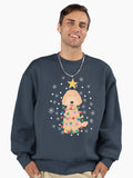 Cream Gold Labradoodle Christmas Tree Premium Oversized Sweatshirt