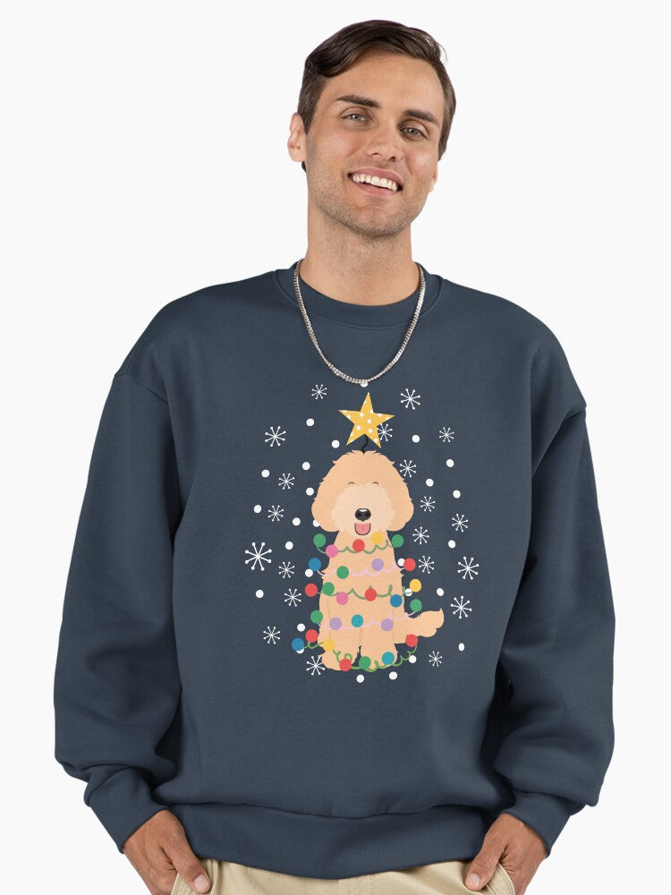 Cream Gold Labradoodle Christmas Tree Premium Oversized Sweatshirt