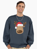 Reality Glitch Men's Christmas Reindeer T-Shirt Premium Oversized Sweatshirt