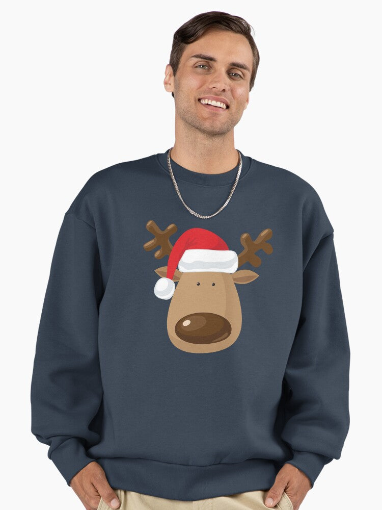 Reality Glitch Men's Christmas Reindeer T-Shirt Premium Oversized Sweatshirt