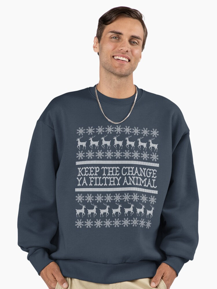 Home Alone "Keep The Change" Ugly Christmas Sweater Premium Oversized Sweatshirt