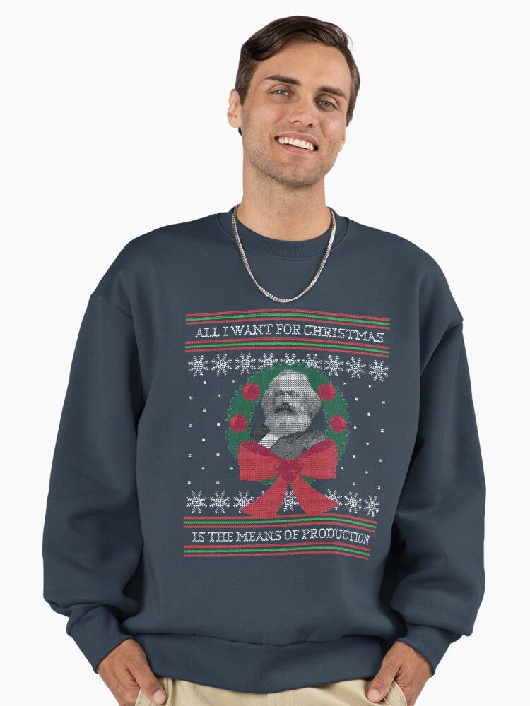 Karl Marx "Seize the Means of Production" Funny Ugly Christmas Sweater Premium Oversized Sweatshirt
