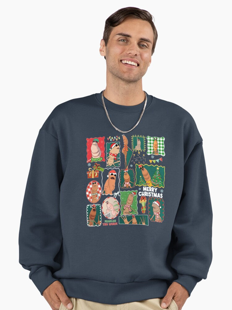 Marcus The Worm Christmas Meme Premium Oversized Sweatshirt