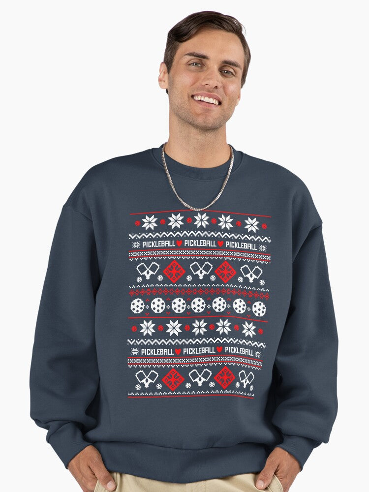 Pickleball ugly Christmas sweater style Premium Oversized Sweatshirt