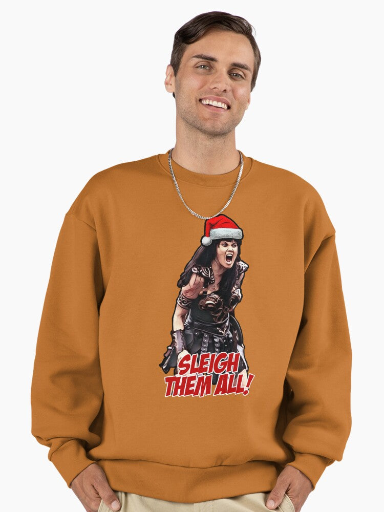 Xena Sleigh Them All Christmas Premium Oversized Sweatshirt