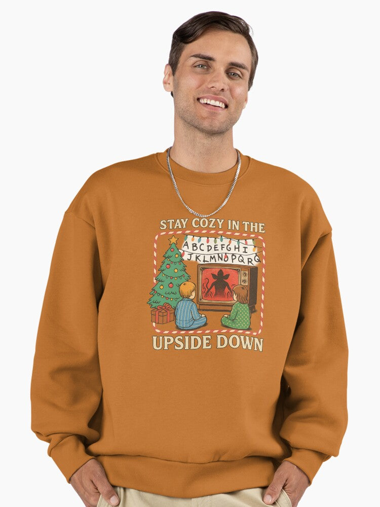 Stay Cozy In The Upside Dow nDesign Premium Oversized Sweatshirt