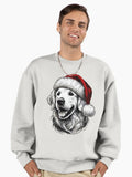 Golden Retriever Christmas Shirt - Festive Dog with Santa Hat Premium Oversized Sweatshirt