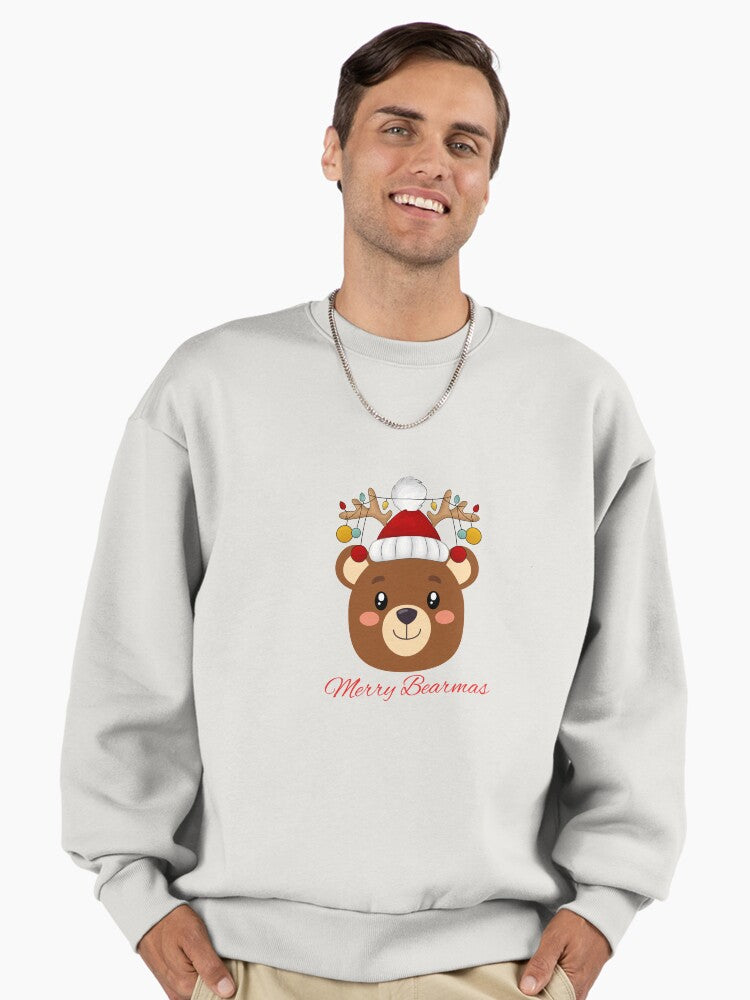 Merry Bearmas, Christmas humor, funny Christmas design, cute bear Premium Oversized Sweatshirt