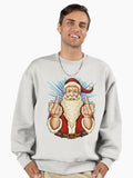 Santa Middle Finger Flip Off | St. Nick Christmas Profanity T-Shirt Premium Oversized Sweatshirt