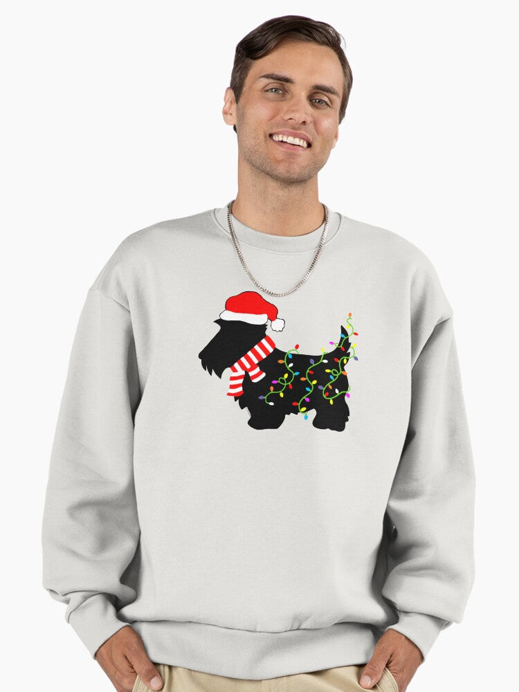 Christmas Scottie Dog With Lights Premium Oversized Sweatshirt