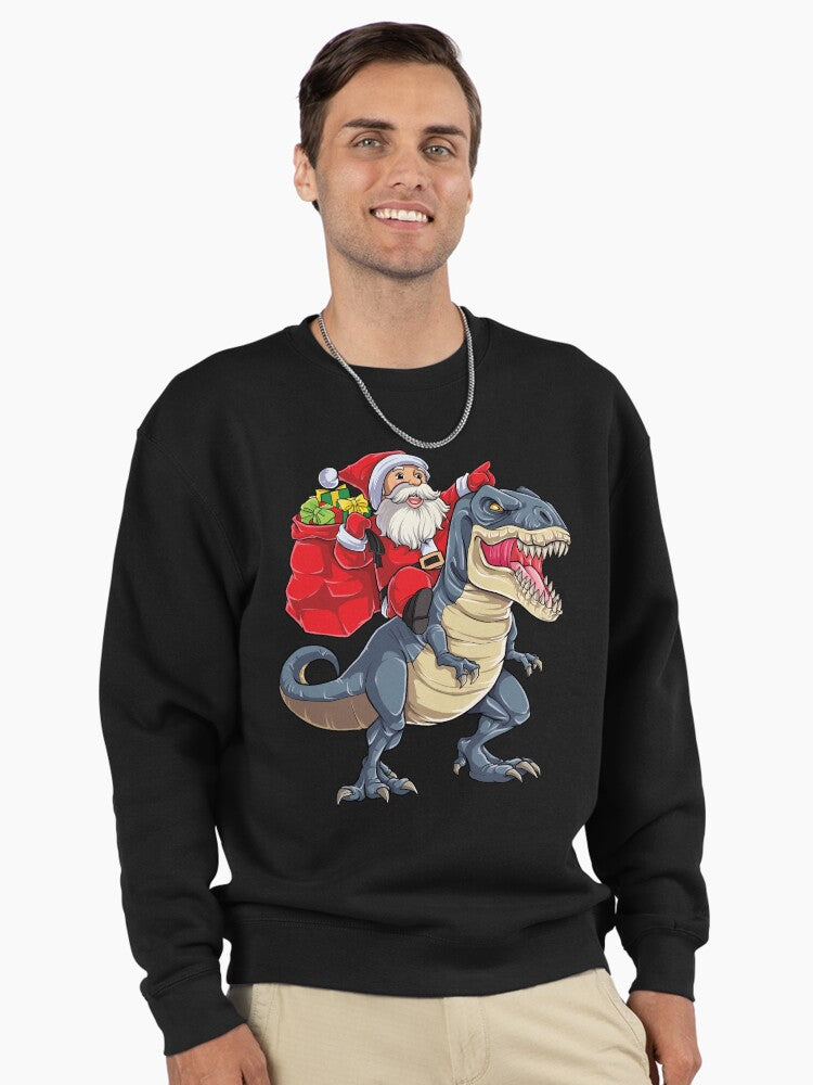 Santa Riding Dinosaur T rex T Shirt Christmas Gifts X-mas Kids Boys Girls Man Women Pullover Sweatshirt