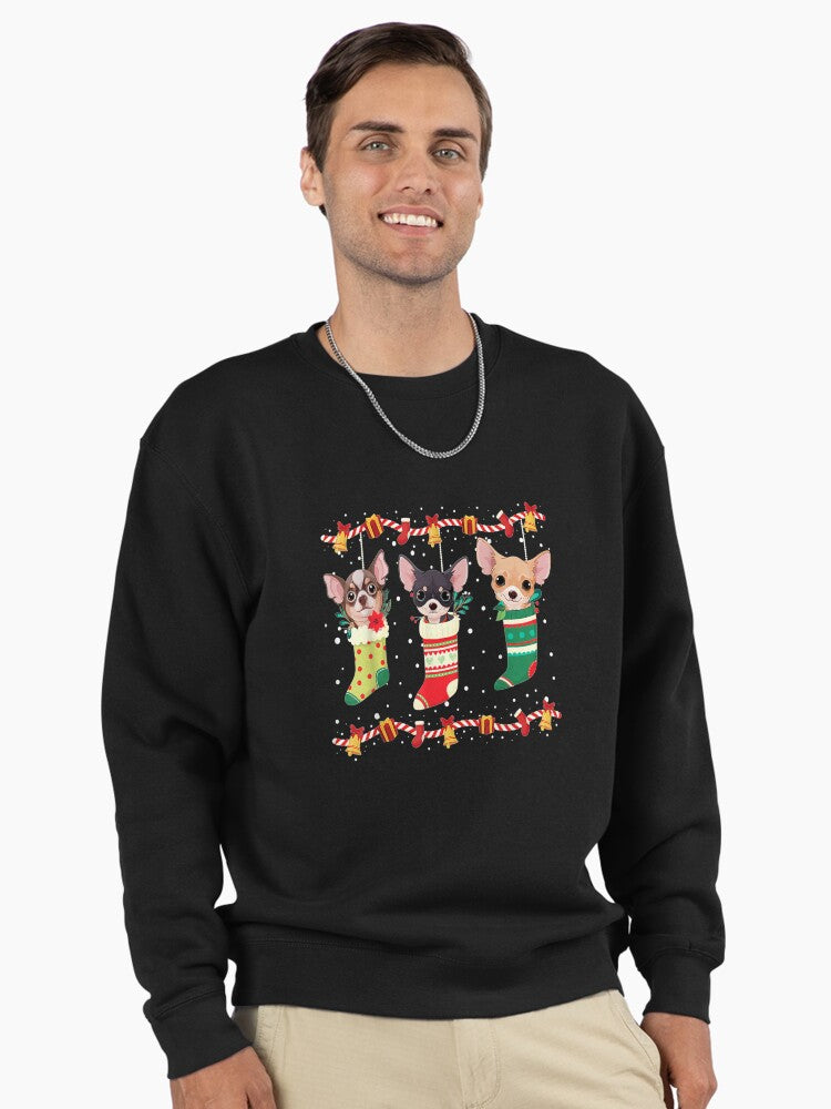 Chihuahua Christmas Lights Funny Xmas Dog Lover Pullover Sweatshirt