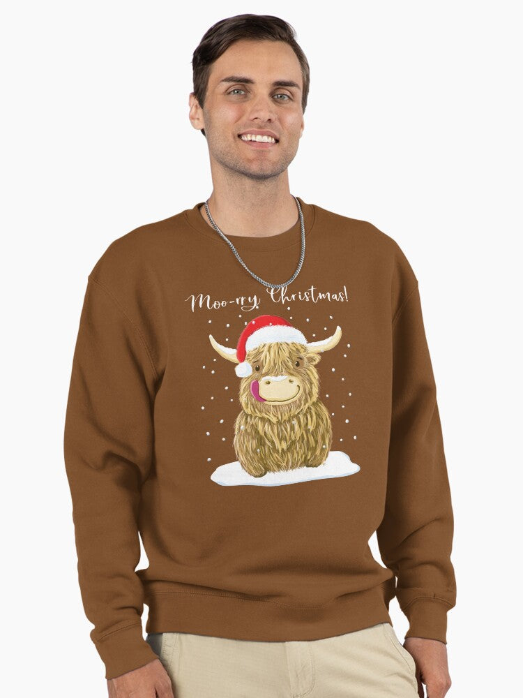 Scottish Highland Cow, Moo-rry Christmas Wee Hamish Pullover Sweatshirt