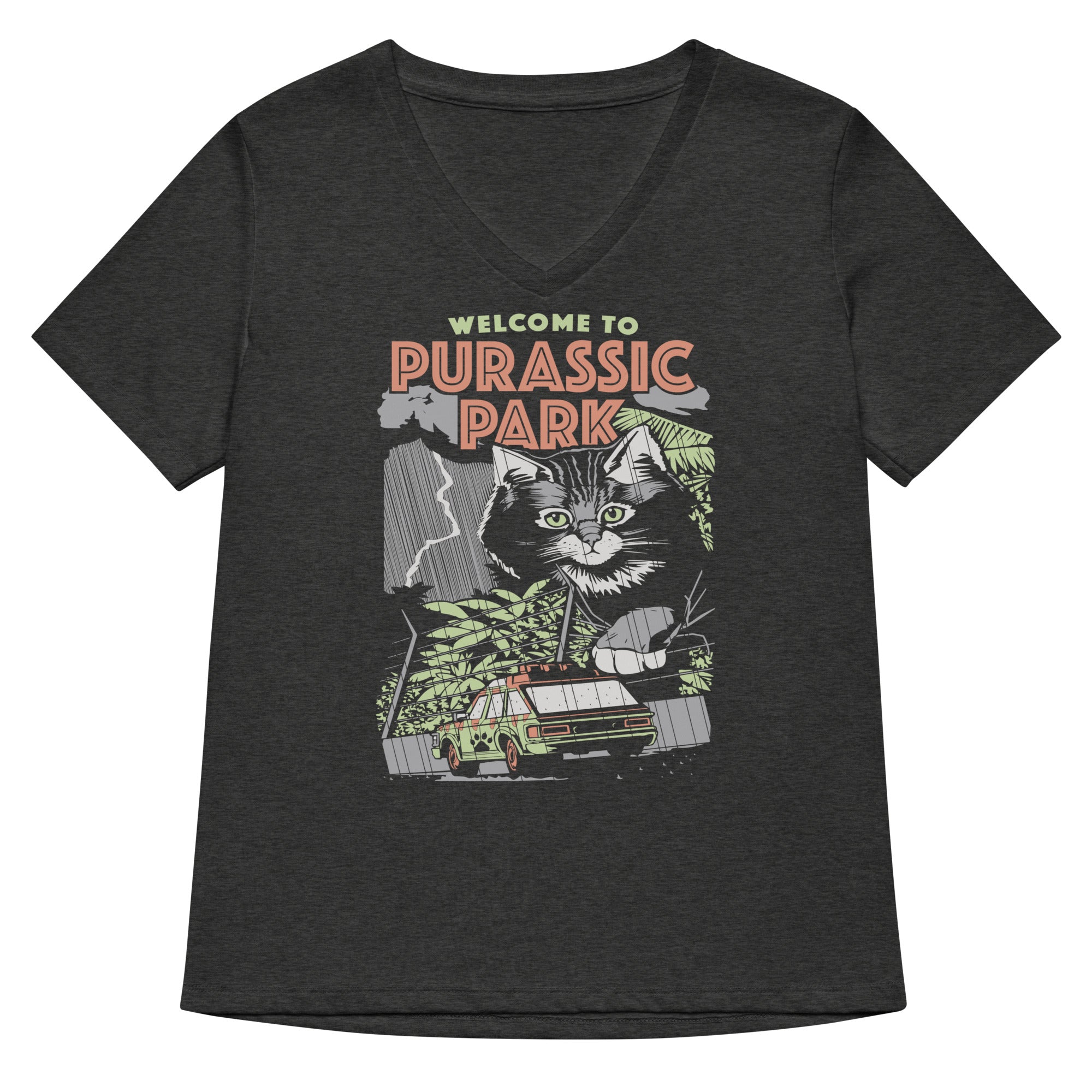 Purassic Park Women S V Neck Tee V Neck T Shirt Clean Design