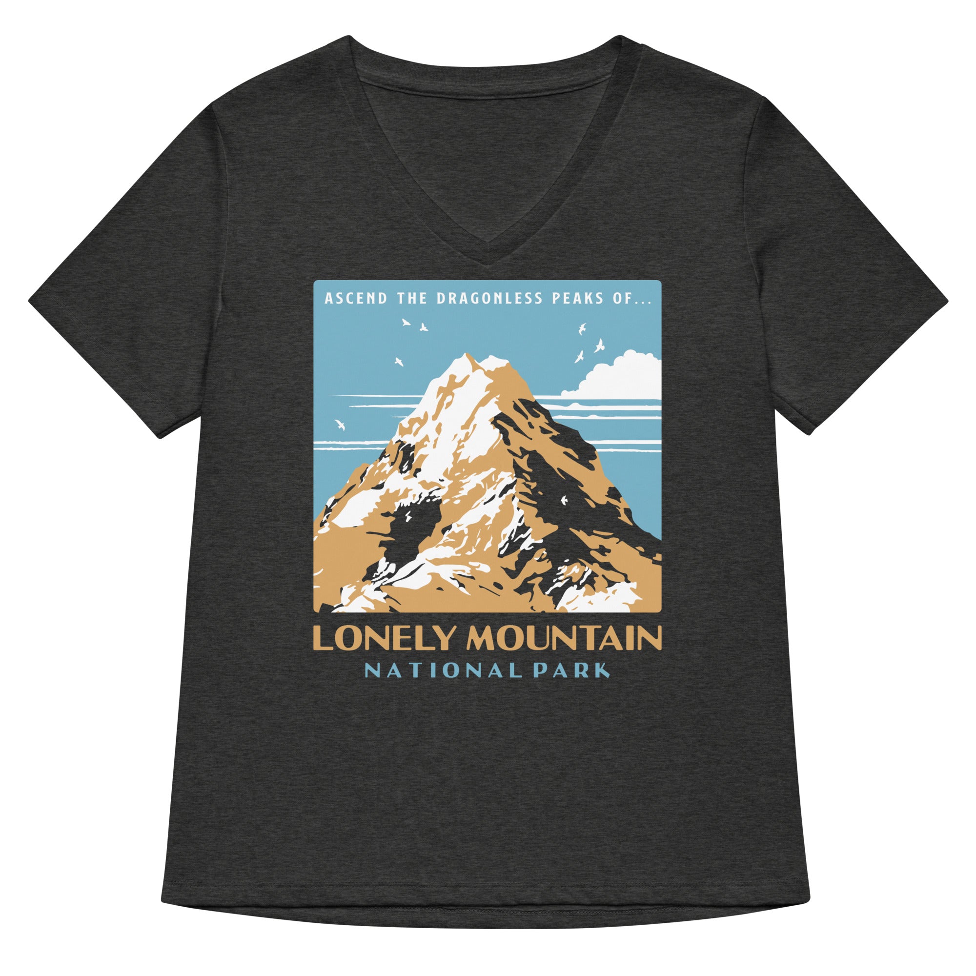 Lonely Mountain National Park Women S V Neck Tee V Neck T Shirt Clean Design