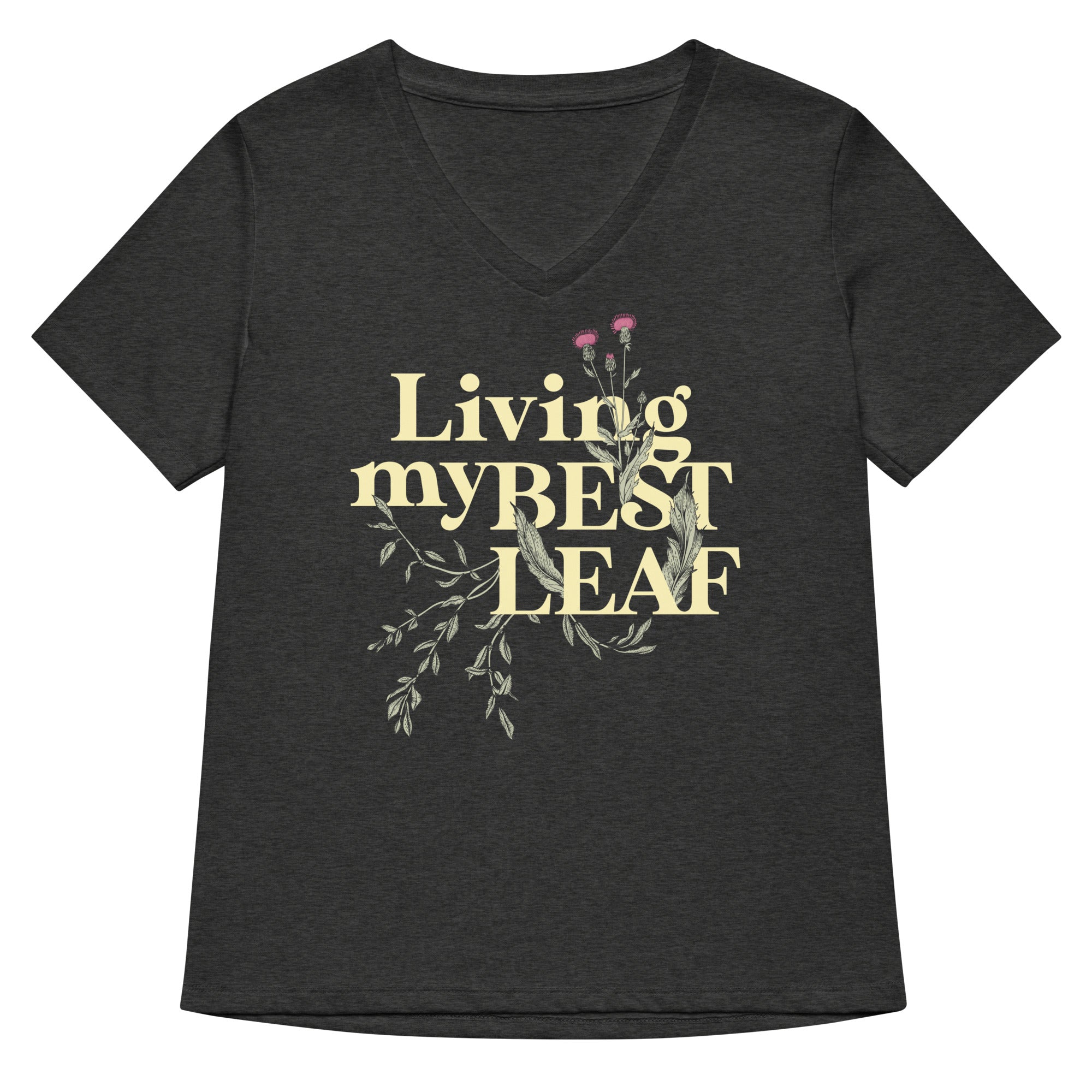 Living My Best Leaf Women S V Neck Tee V Neck T Shirt Gift Ready