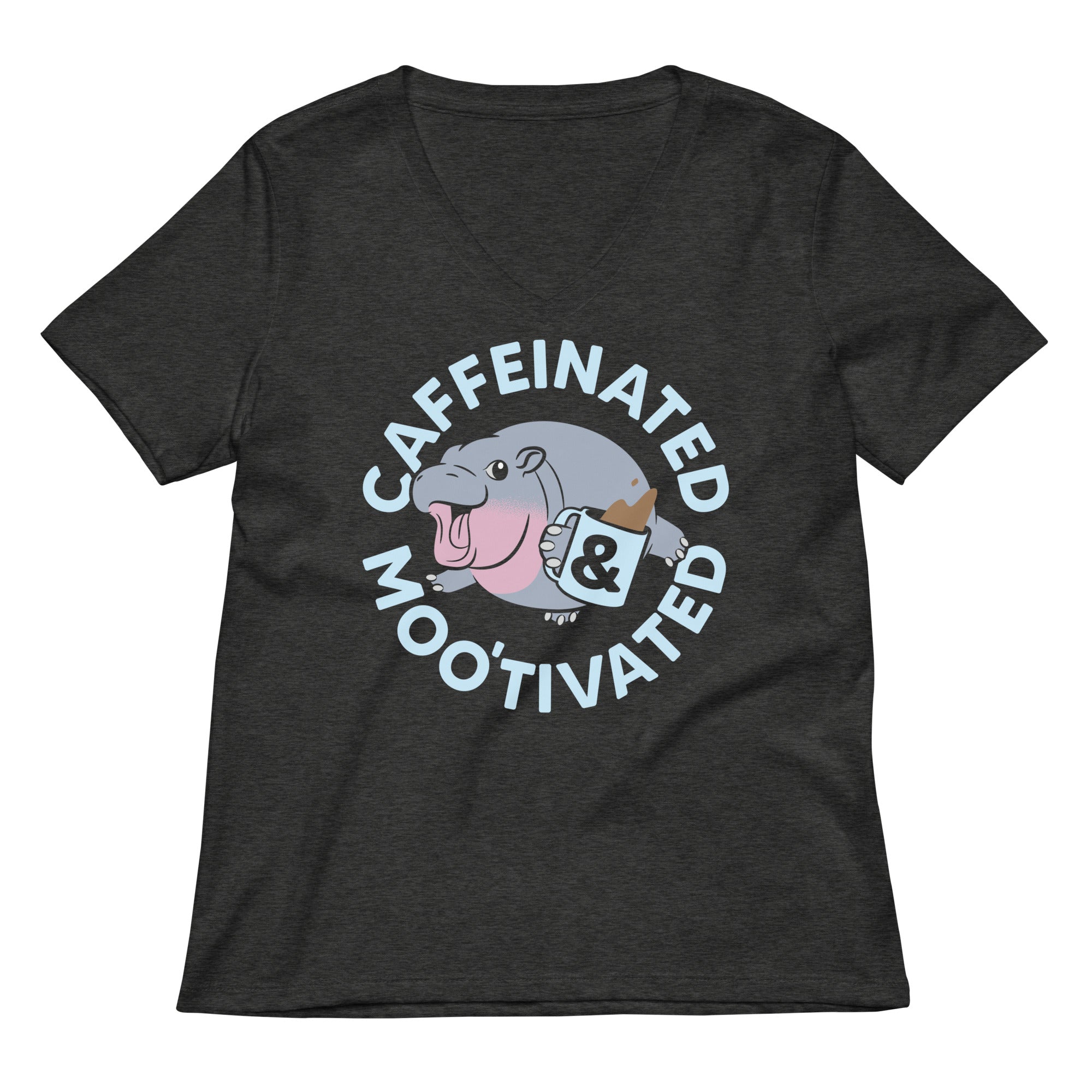 Caffeinated Moo Tivated Women S V Neck Tee V Neck T Shirt US Trend