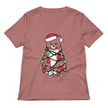 Meowy Christmas Women S V Neck Tee V Neck T Shirt Minimal Style