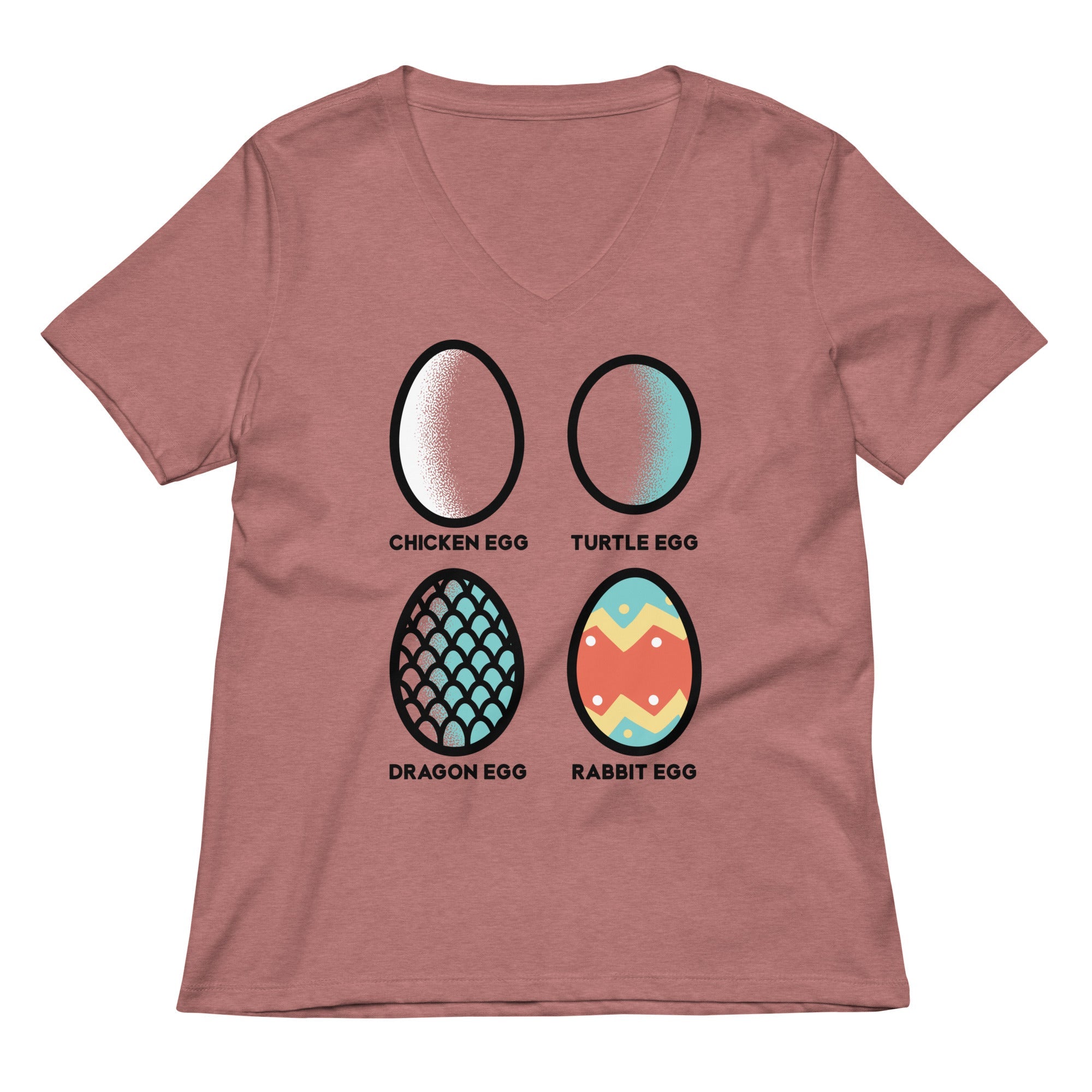Rabbit Egg Women S V Neck Tee V Neck T Shirt US Trend