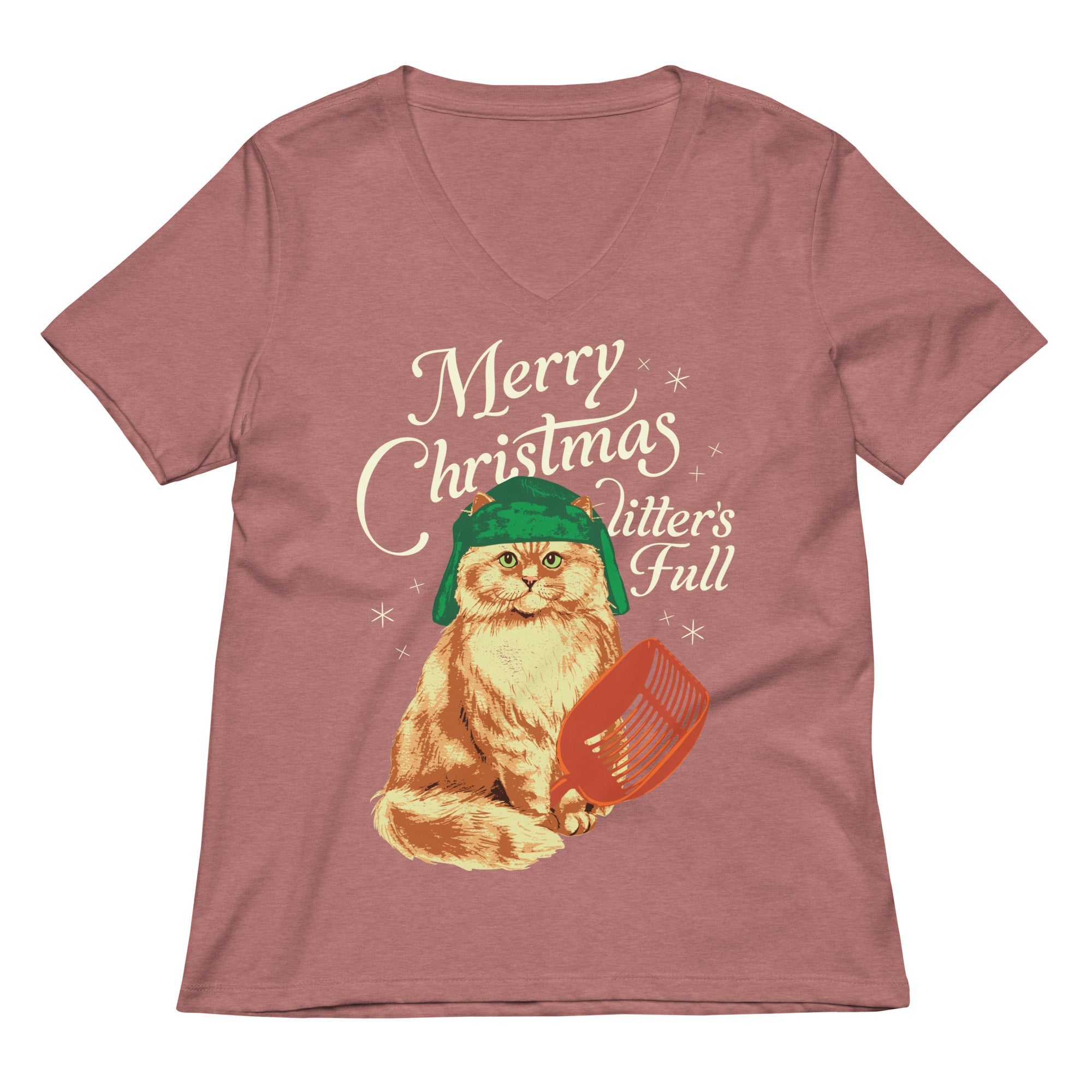 Merry Christmas Litter S Full Women V Neck Tee V Neck T Shirt Gift Ready