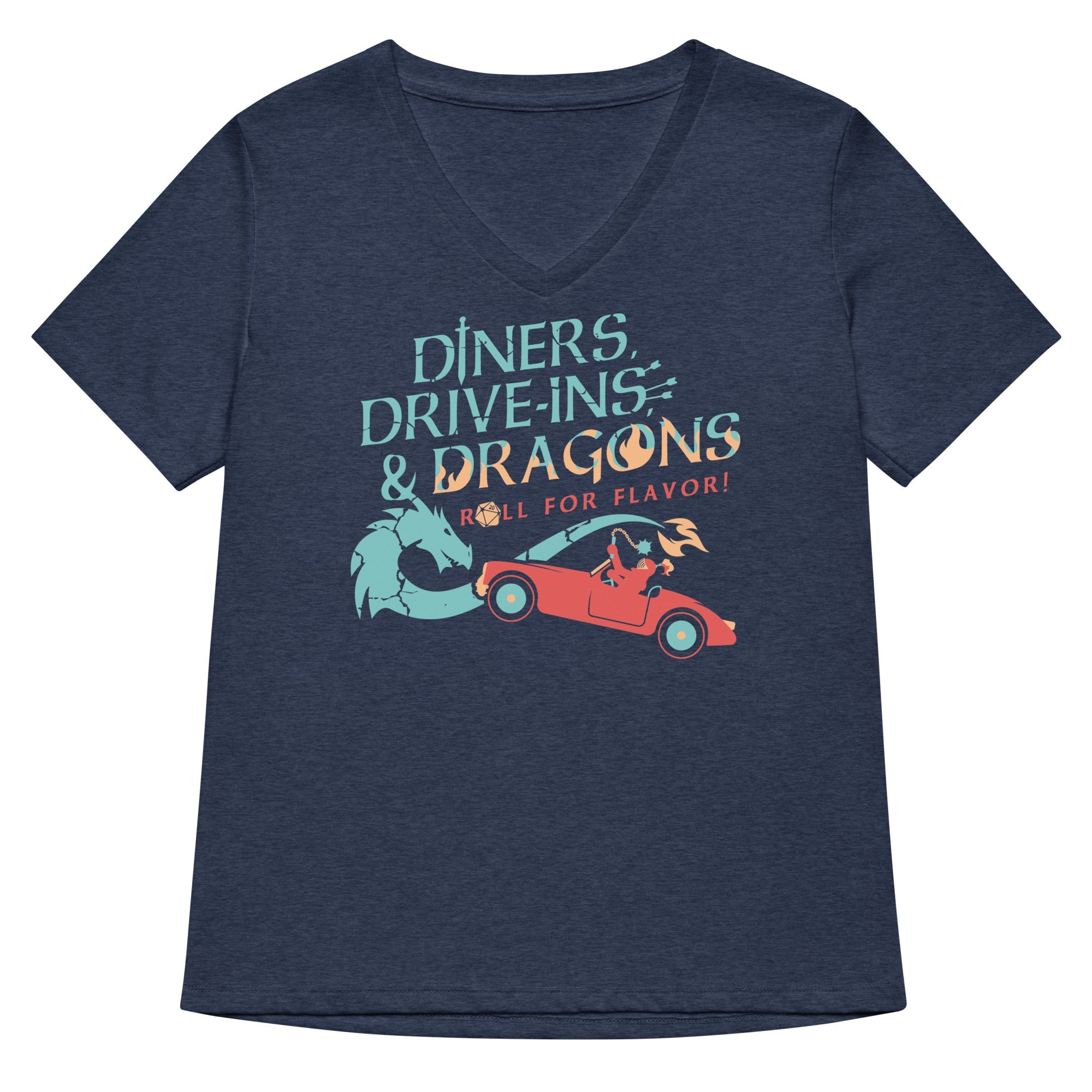 Diners Drive Ins Dragons Women S V Neck Tee V Neck T Shirt Clean Design