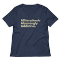 Alliteration Is Alarmingly Addictive Women S V Neck Tee V Neck T Shirt US Trend