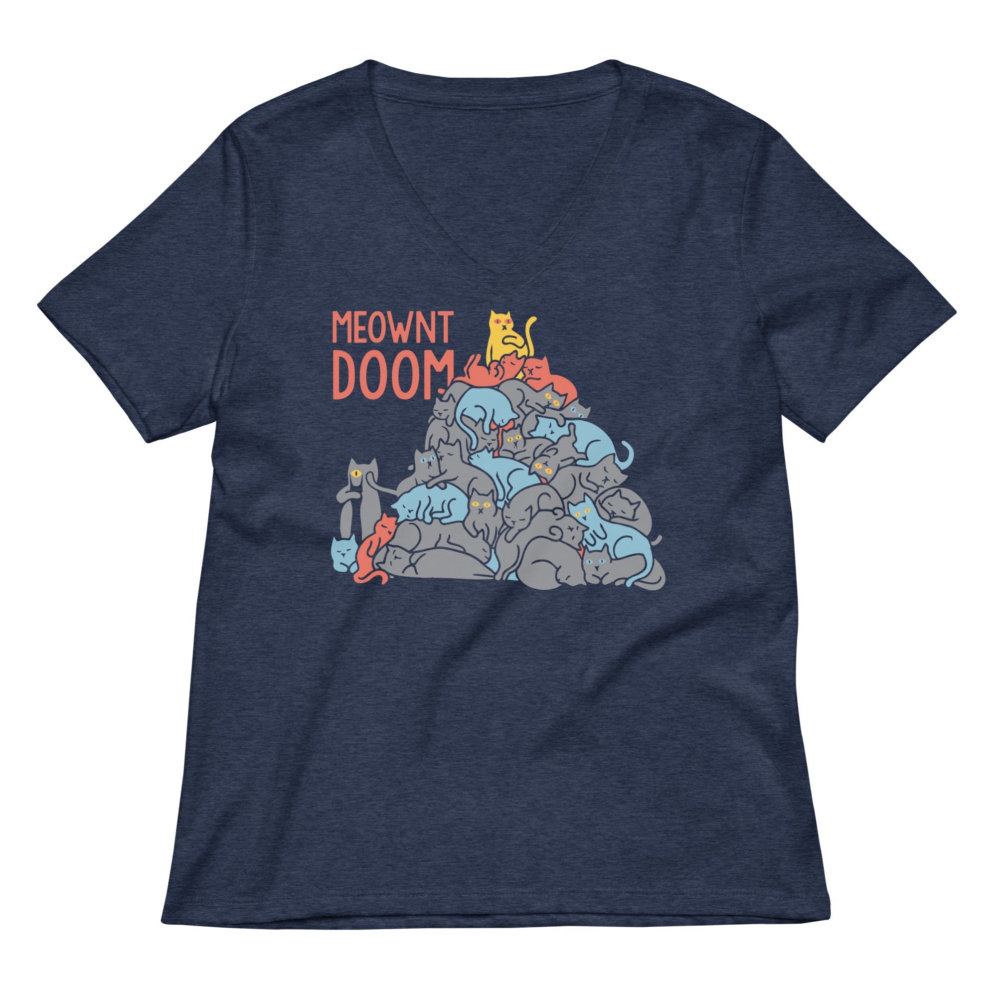 Meownt Doom Women S V Neck Tee V Neck T Shirt Clean Design