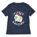Fleece Navidad Women S V Neck Tee V Neck T Shirt Premium Print