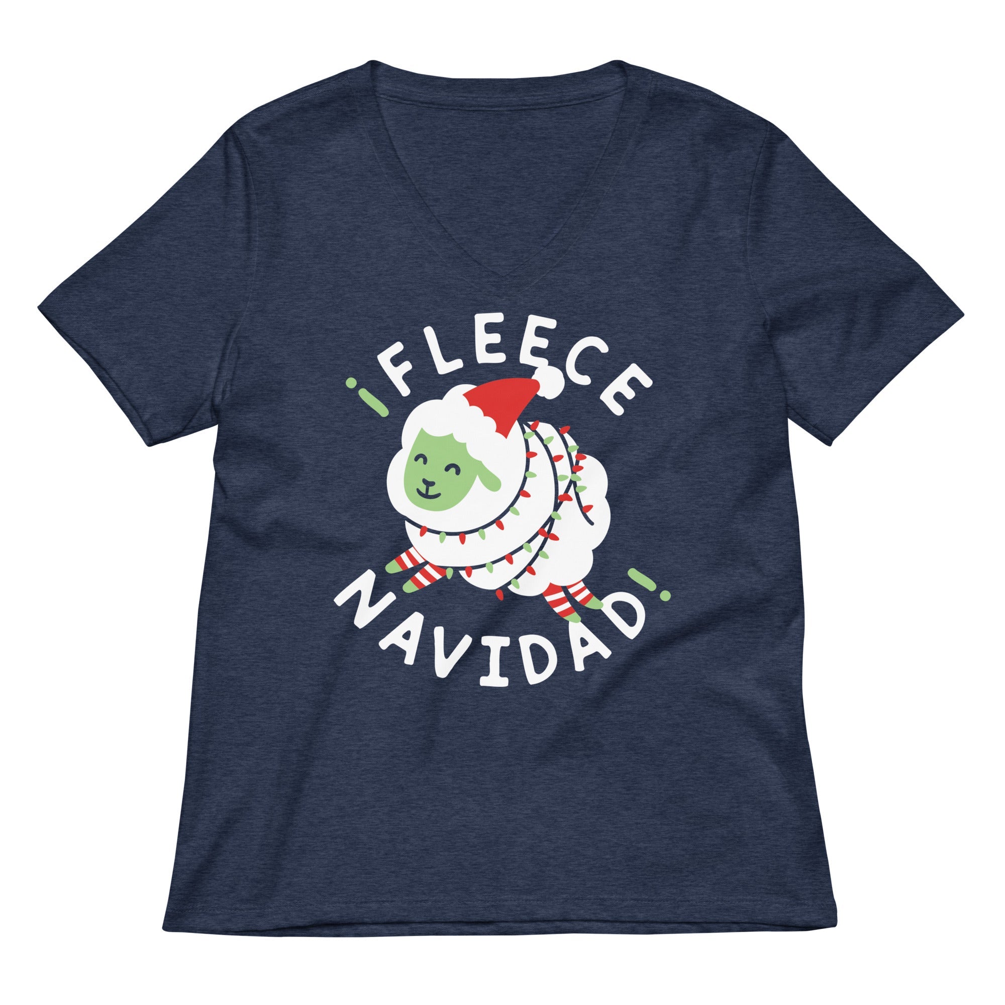 Fleece Navidad Women S V Neck Tee V Neck T Shirt Premium Print