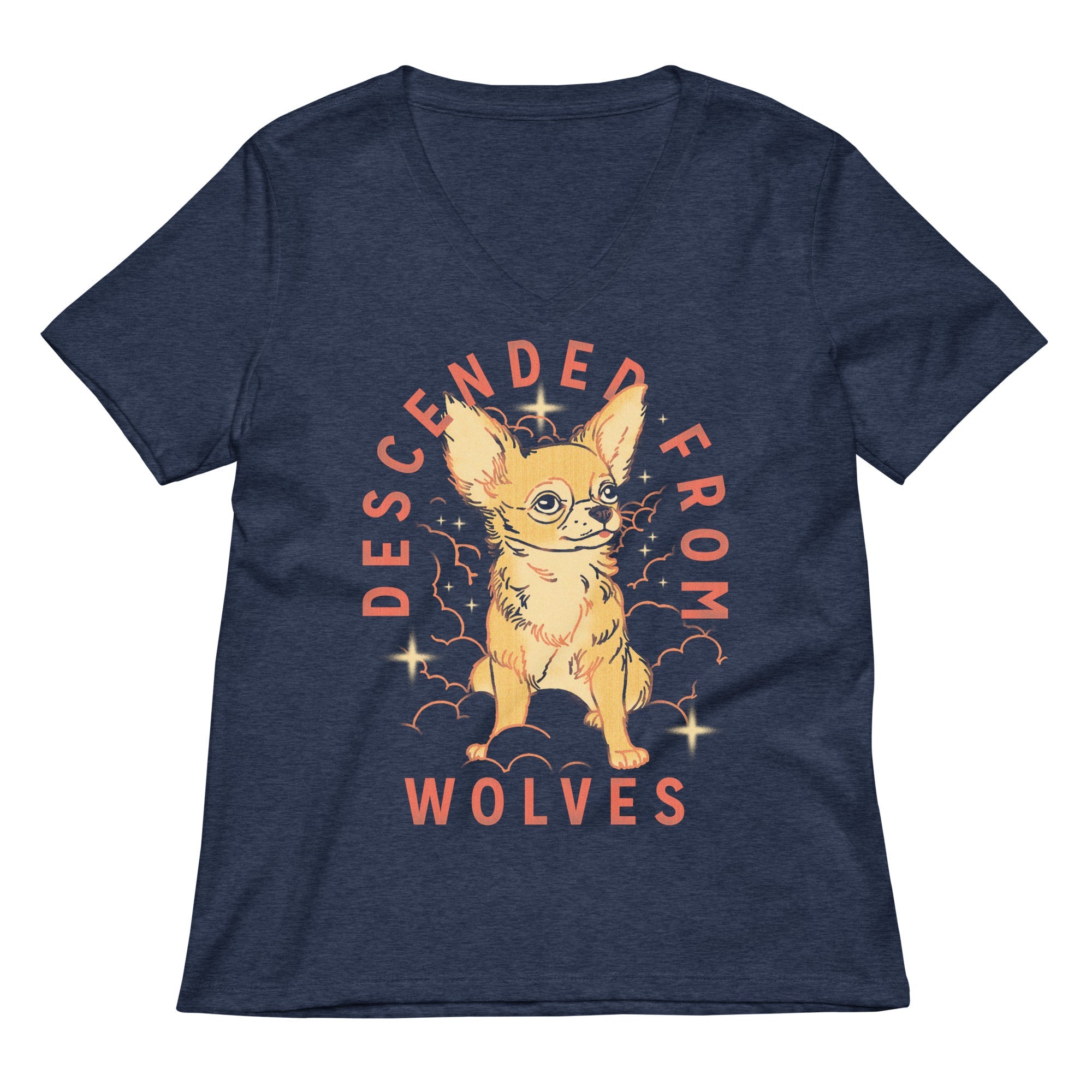 Descended From Wolves Women S V Neck Tee V Neck T Shirt Clean Design