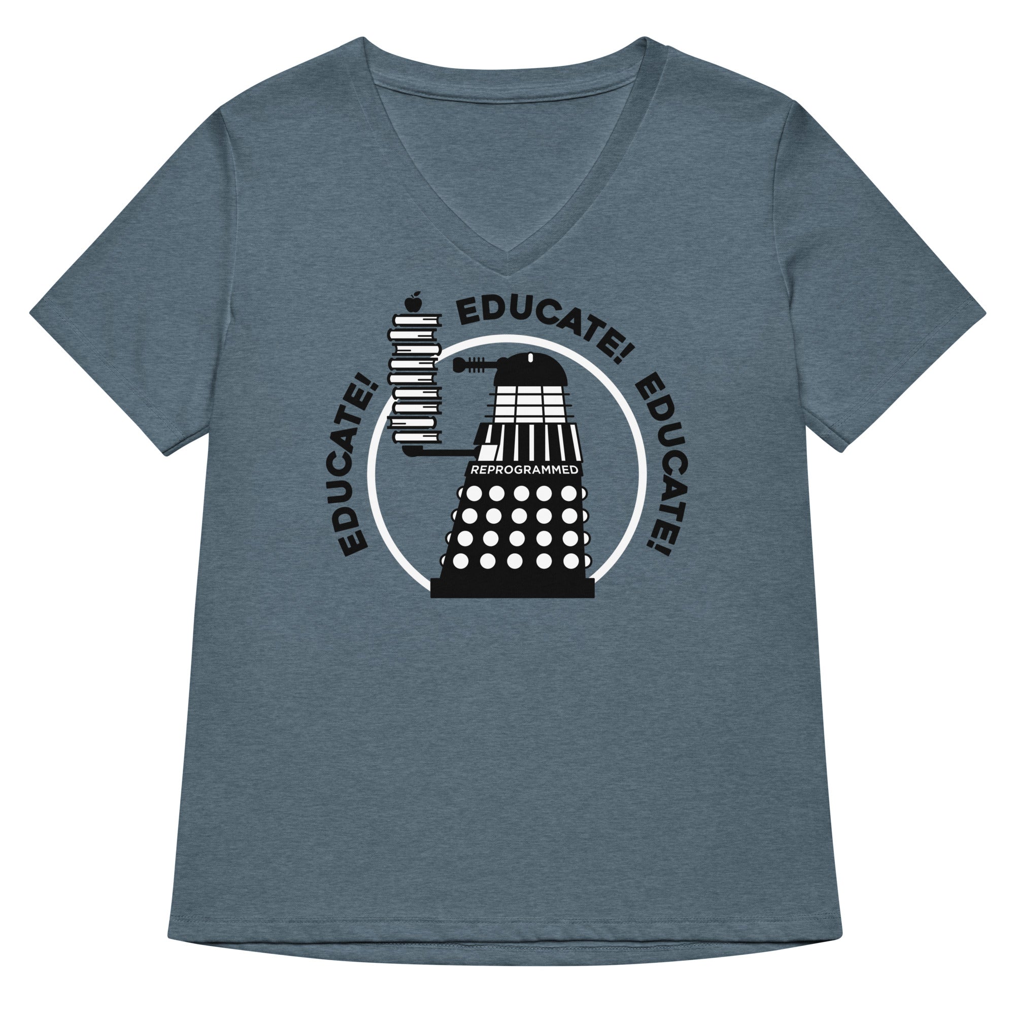 Educate Women S V Neck Tee V Neck T Shirt Minimal Style