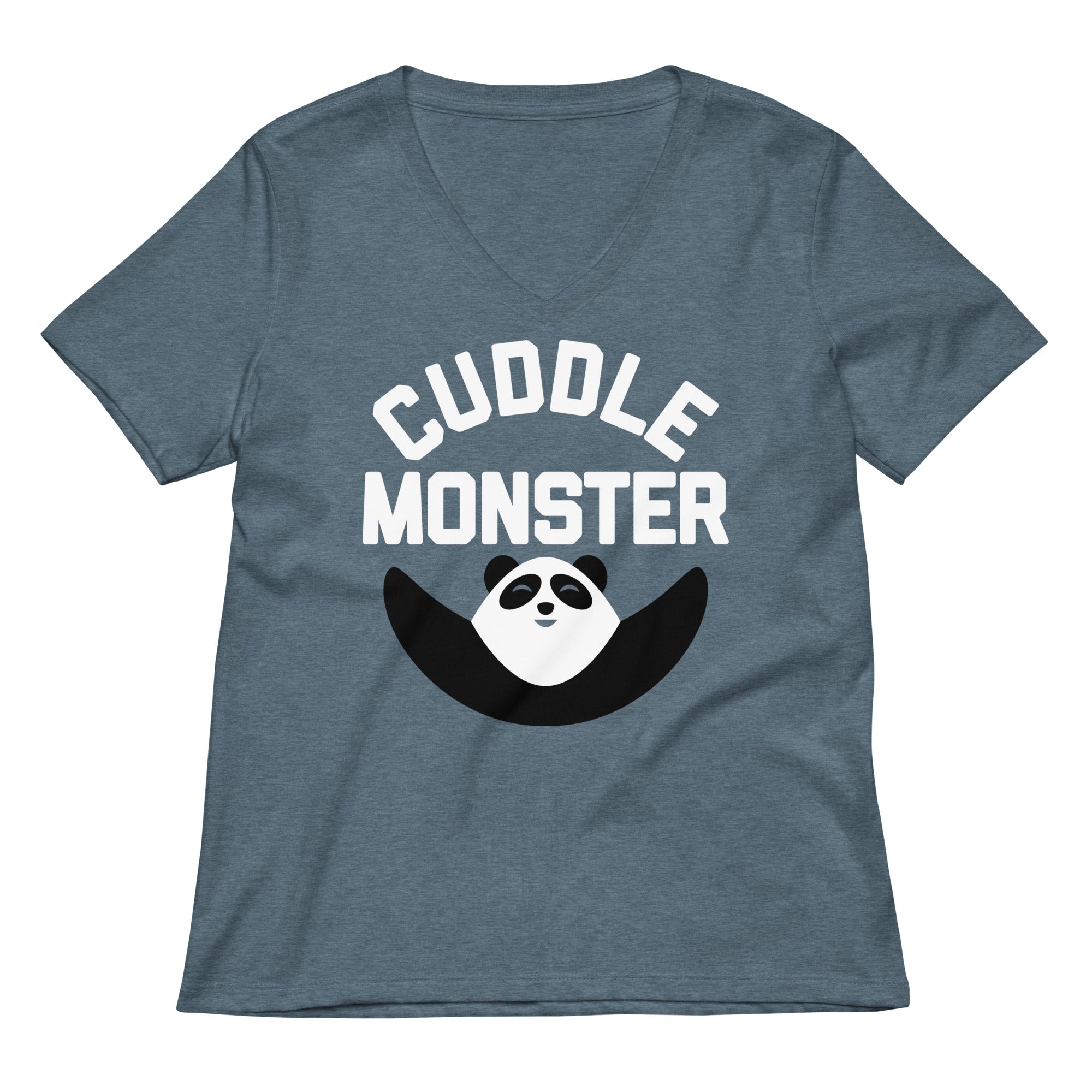 Cuddle Monster Women S V Neck Tee V Neck T Shirt Clean Design