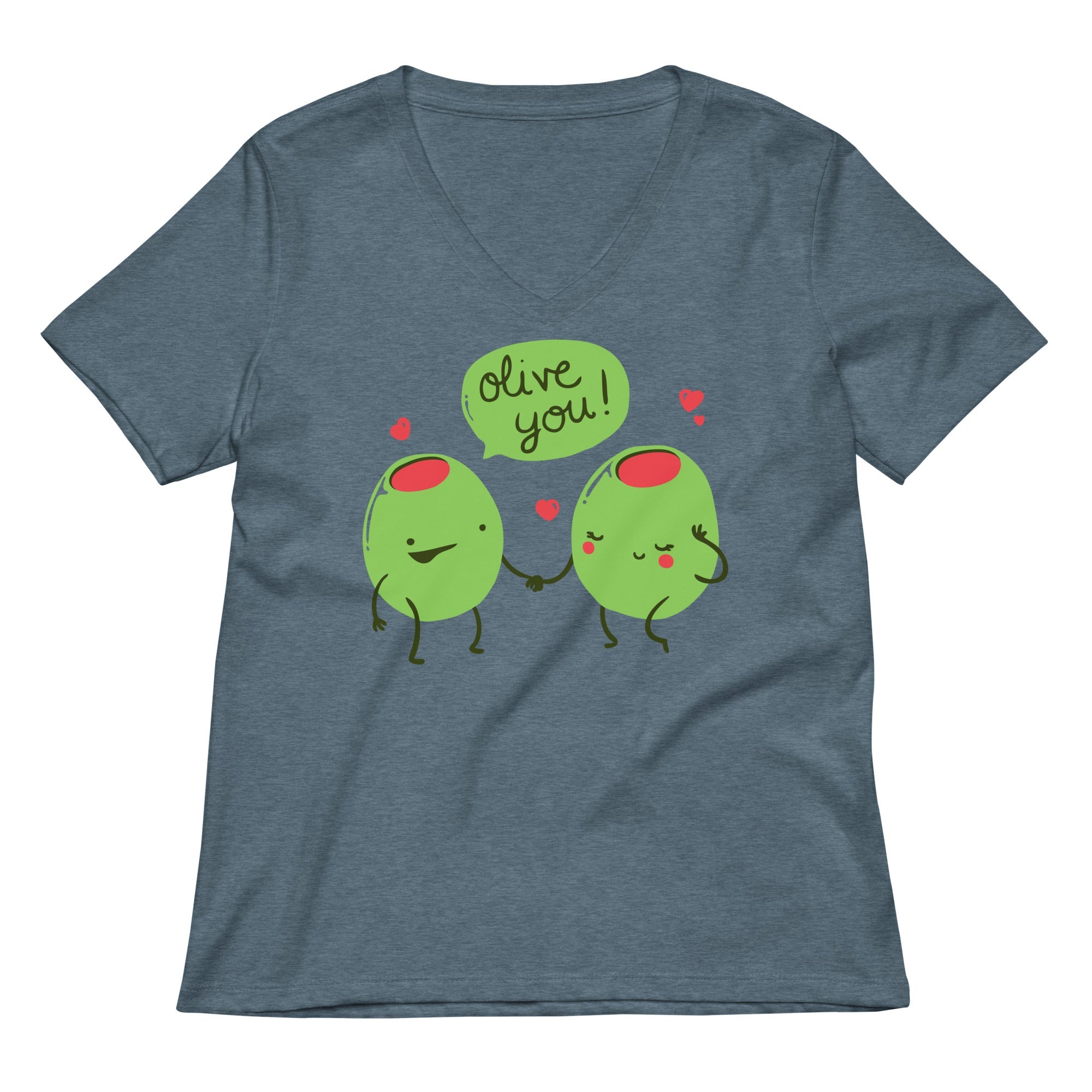 Olive You Women S V Neck Tee V Neck T Shirt Premium Print