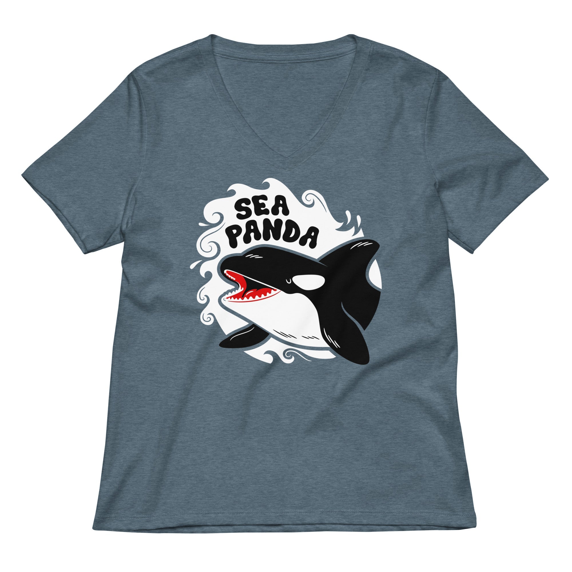 Sea Panda Women S V Neck Tee V Neck T Shirt Premium Print