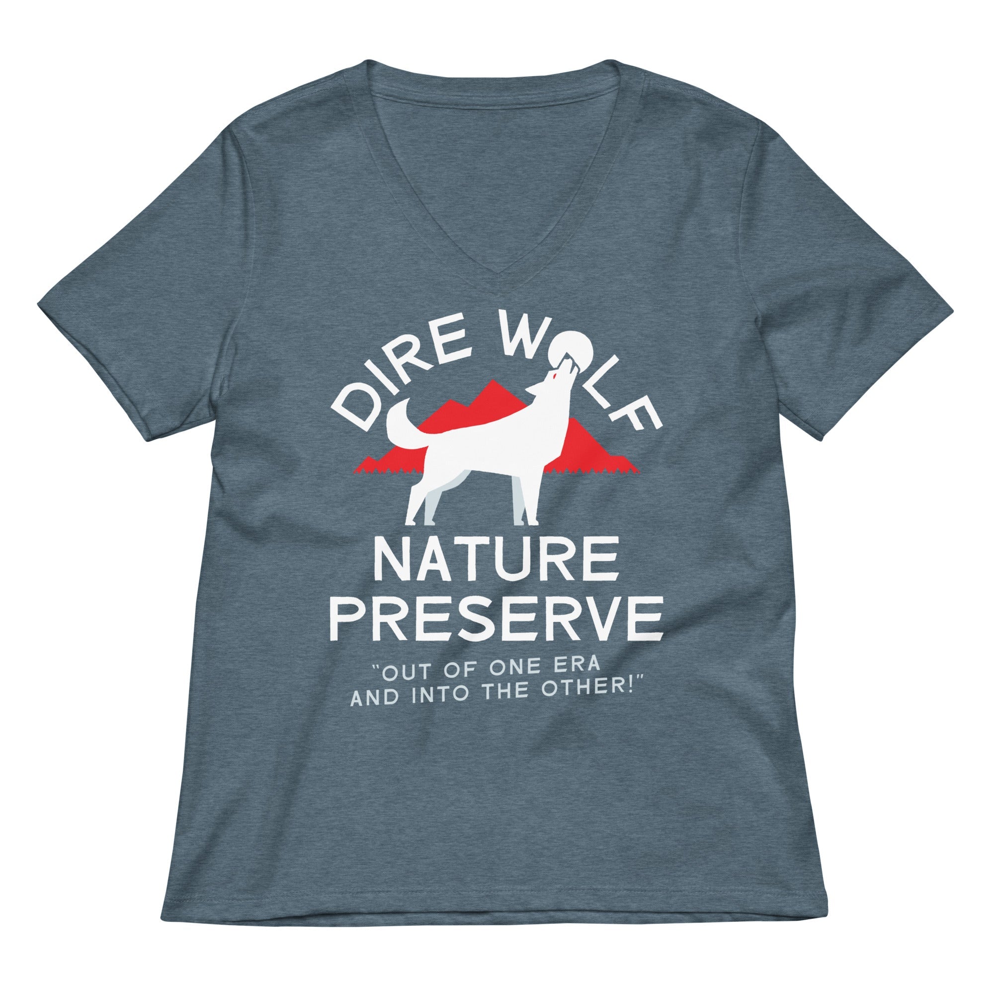 Dire Wolf Nature Preserve Women S V Neck Tee V Neck T Shirt Premium Print