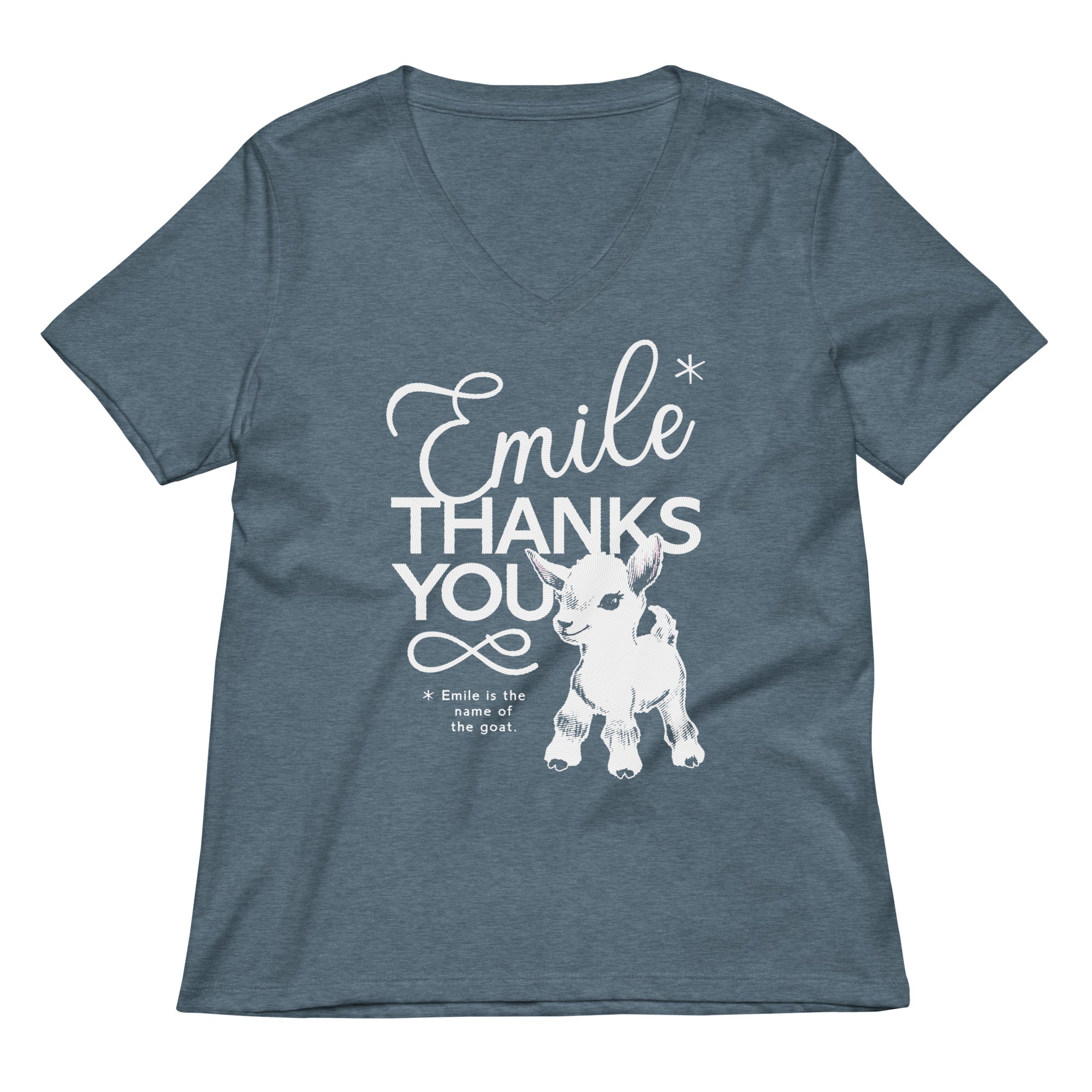 Emile Thanks You Women S V Neck Tee V Neck T Shirt Premium Print