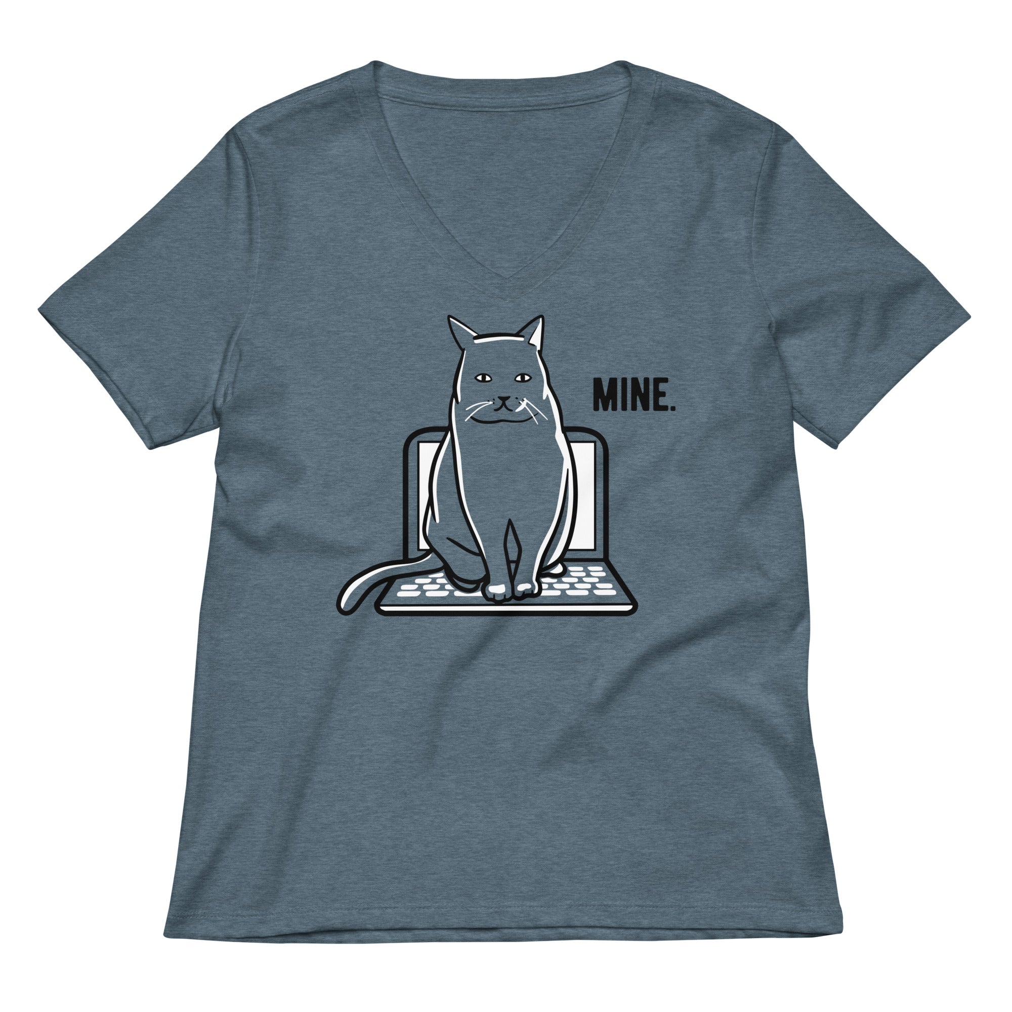 Mine Computer Cat Women S V Neck Tee V Neck T Shirt Clean Design