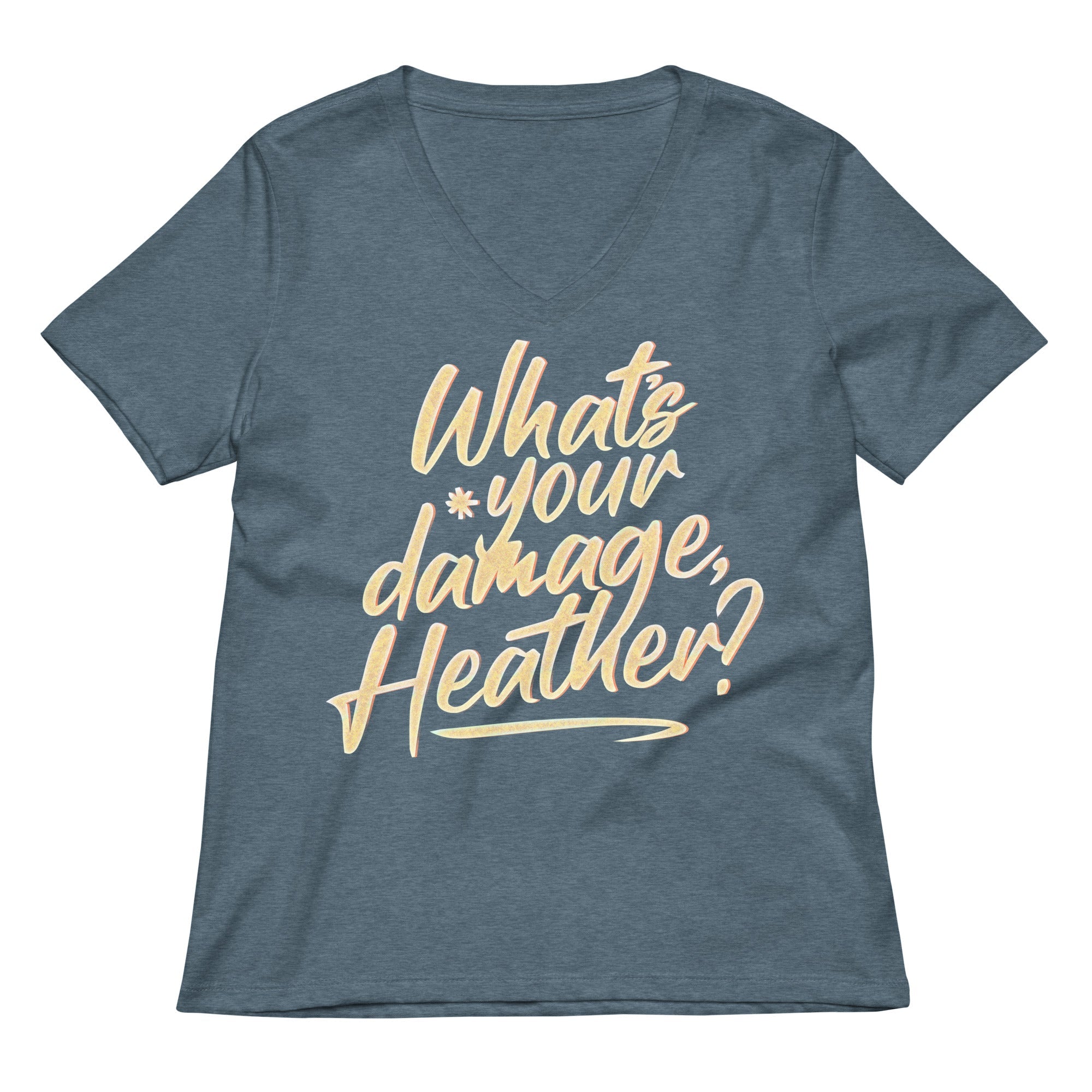 What S Your Damage Heather Women V Neck Tee V Neck T Shirt Premium Print