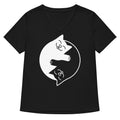 Yin Yang Cats Women S V Neck Tee V Neck T Shirt Premium Print