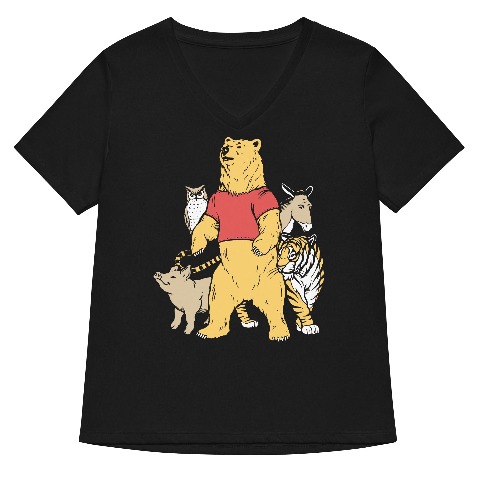Bear And Friends Women S V Neck Tee V Neck T Shirt US Trend