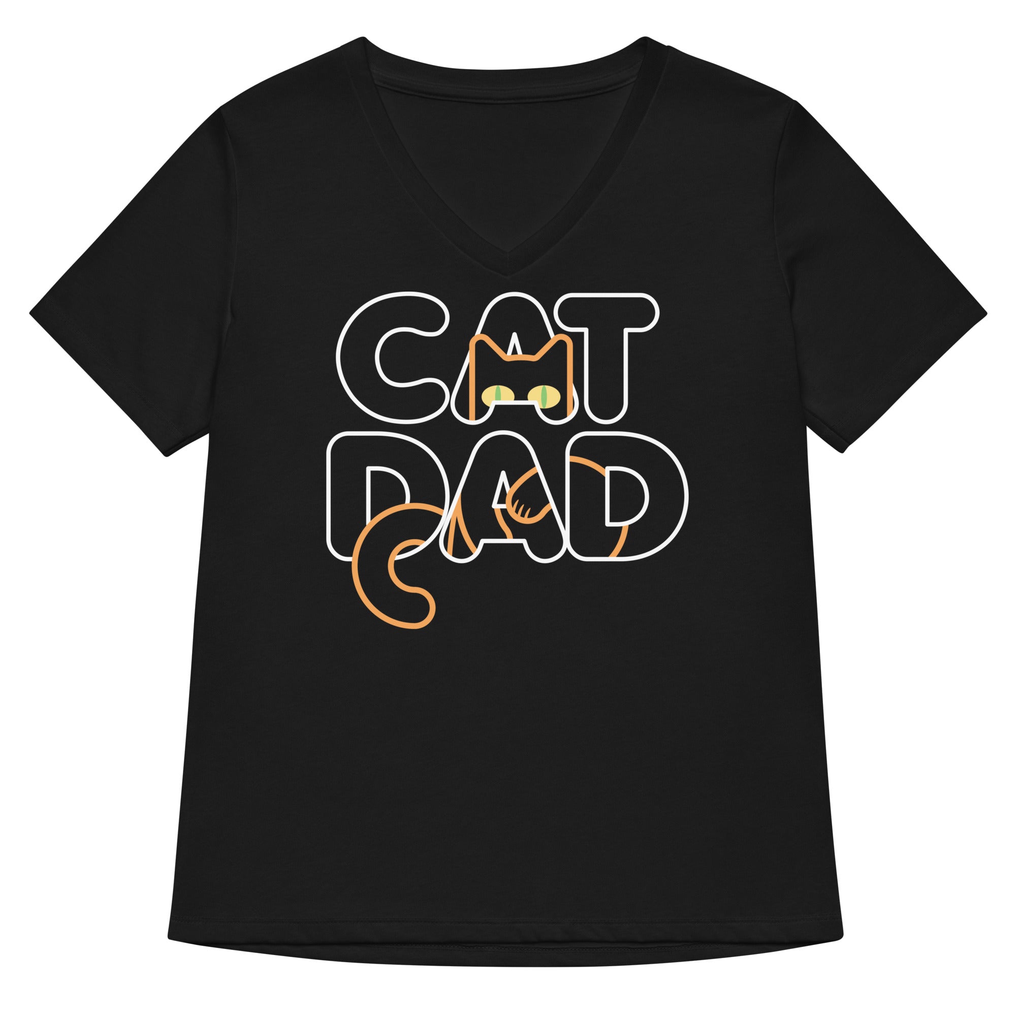 Cat Dad Women S V Neck Tee V Neck T Shirt Clean Design