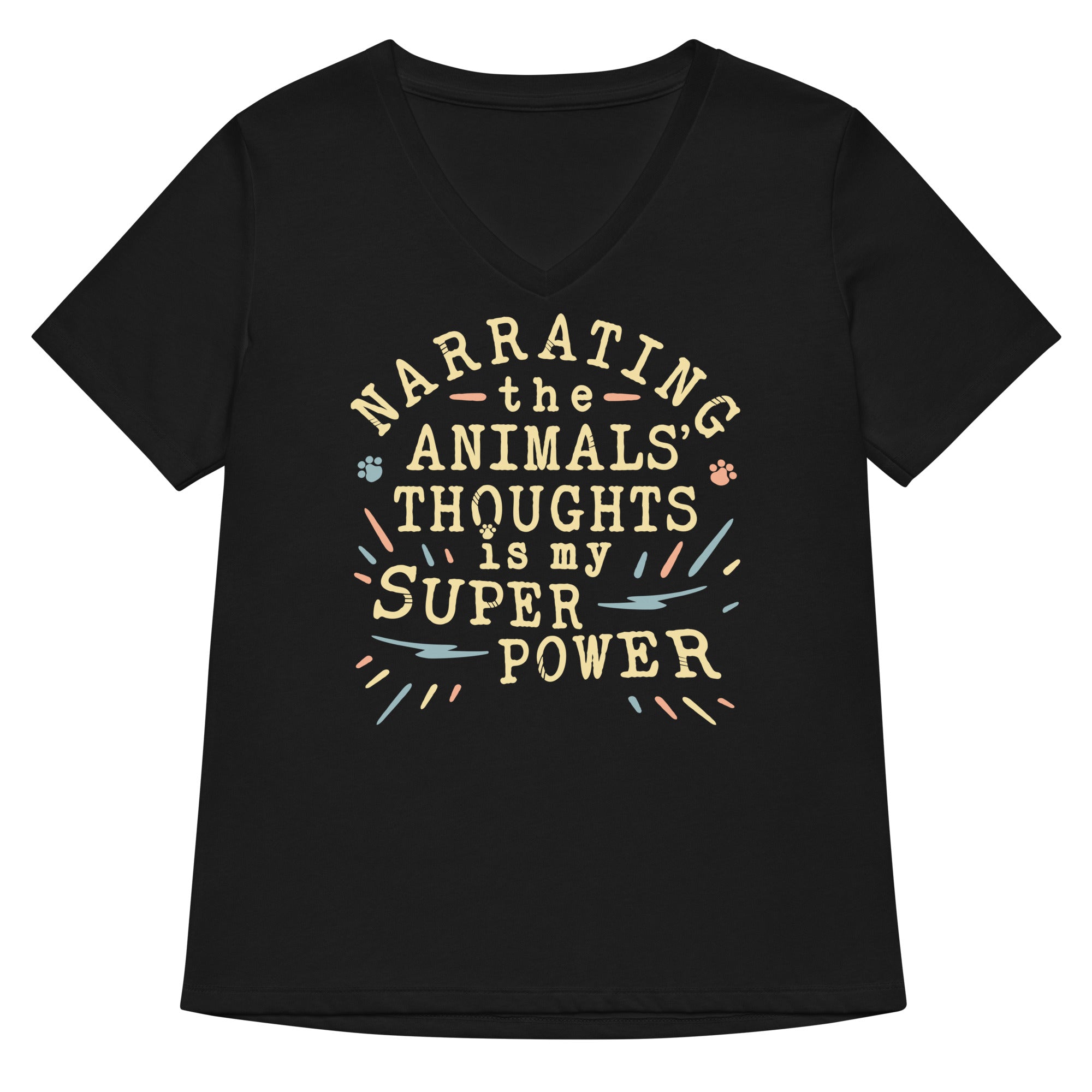 Narrating The Animals Thoughts Women S V Neck Tee V Neck T Shirt US Trend