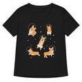 Corgis In Space Women S V Neck Tee V Neck T Shirt Minimal Style