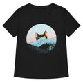 Meowntain Women S V Neck Tee V Neck T Shirt Premium Print