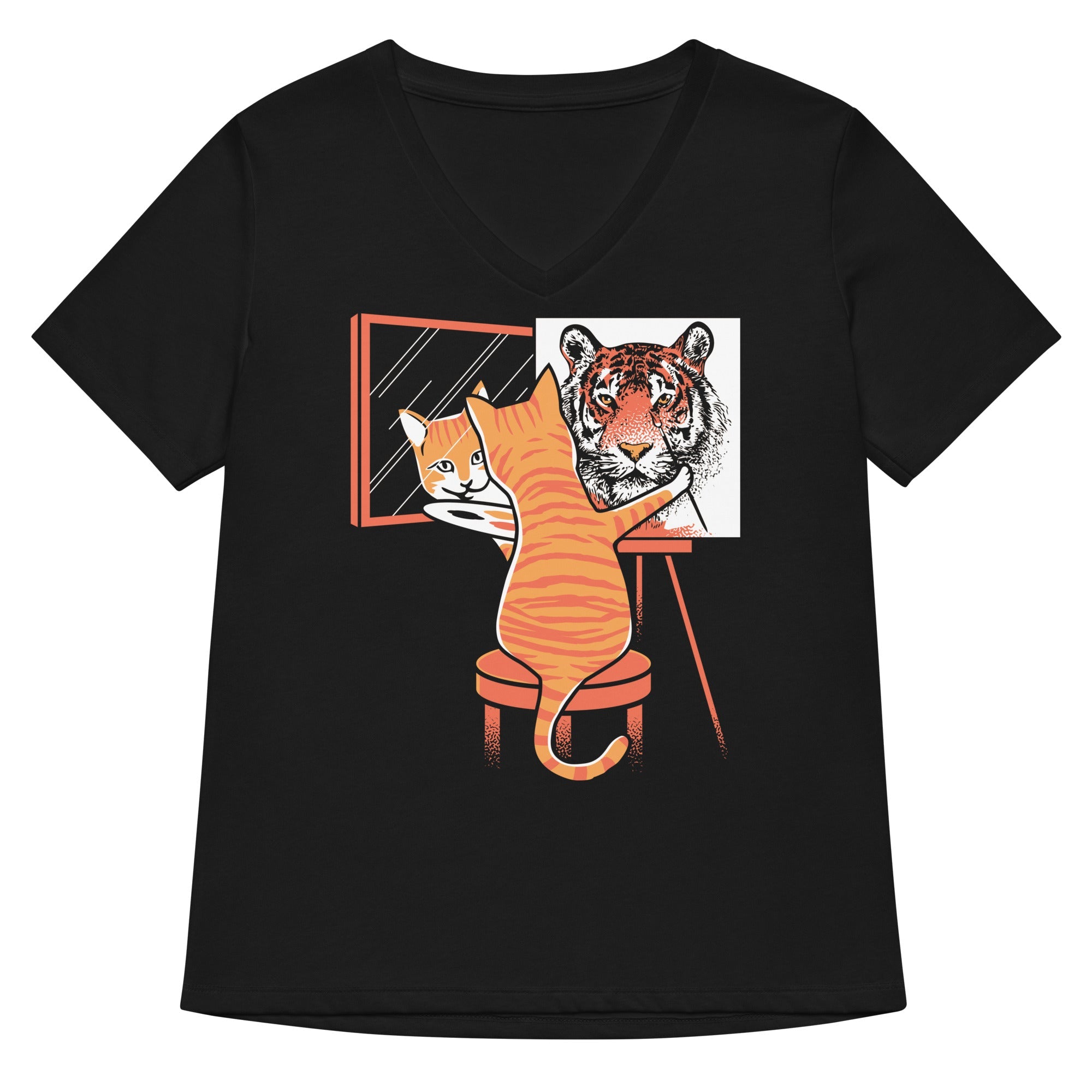 Cat Self Portrait Women S V Neck Tee V Neck T Shirt Clean Design