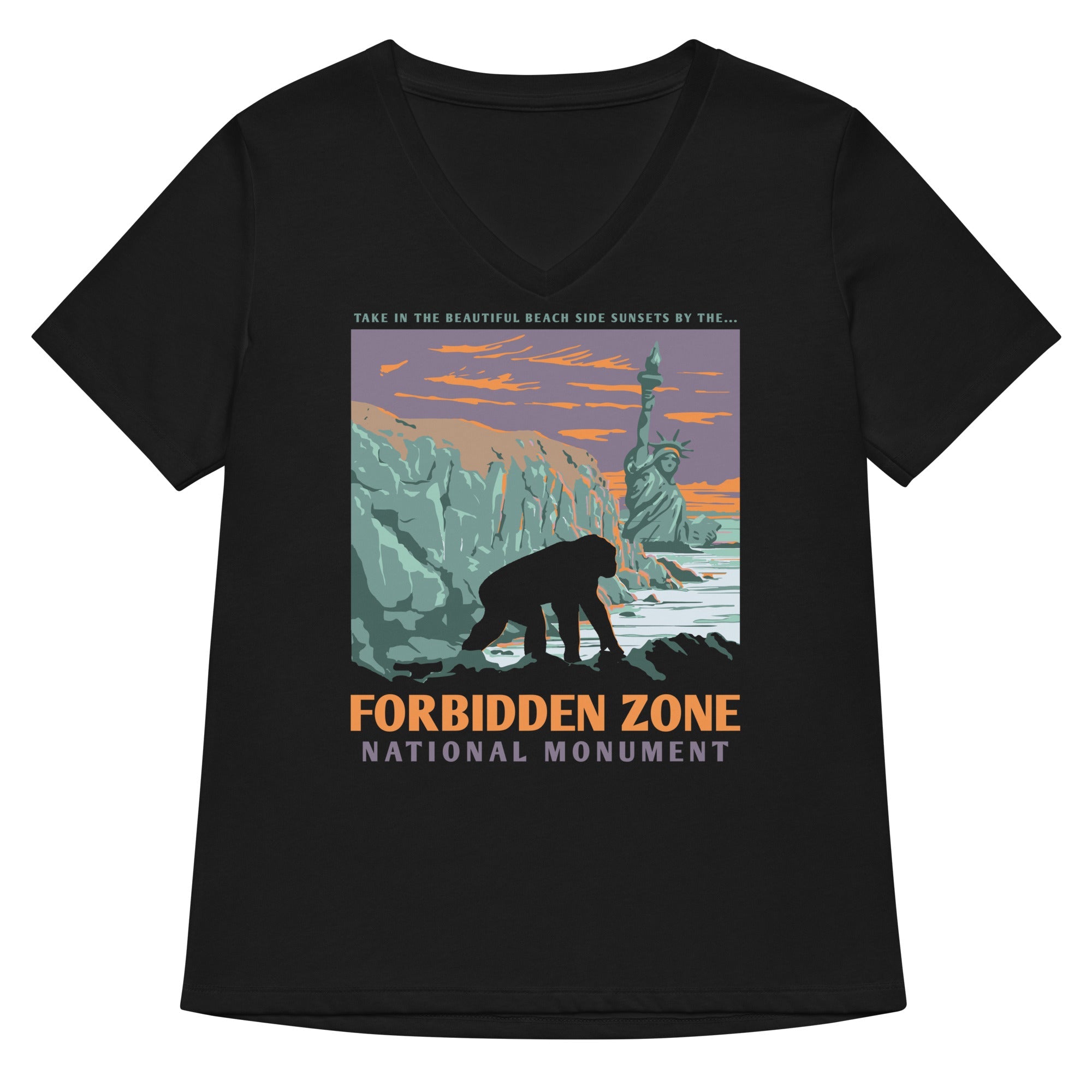 Forbidden Zone National Monument Women S V Neck Tee V Neck T Shirt Minimal Style