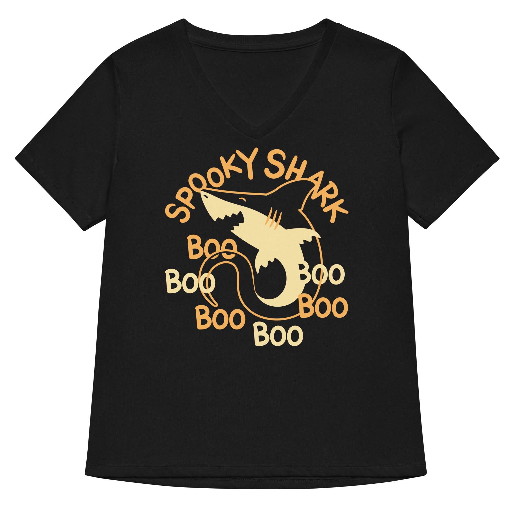 Spooky Shark Women S V Neck Tee V Neck T Shirt Minimal Style