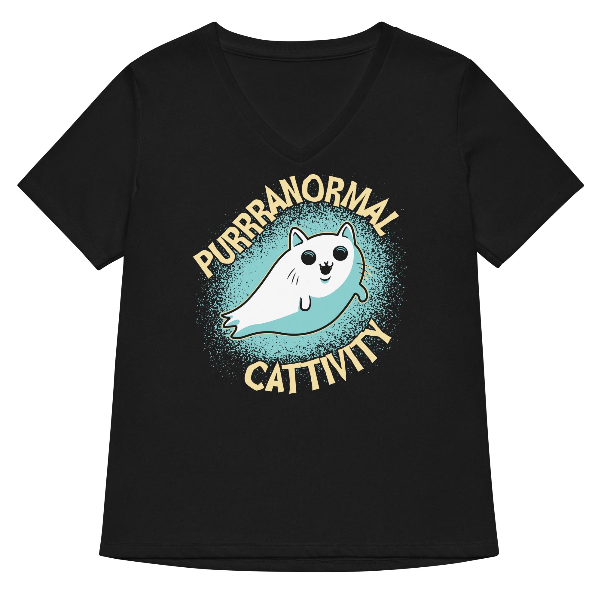 Purrranormal Cattivity Women S V Neck Tee V Neck T Shirt US Trend