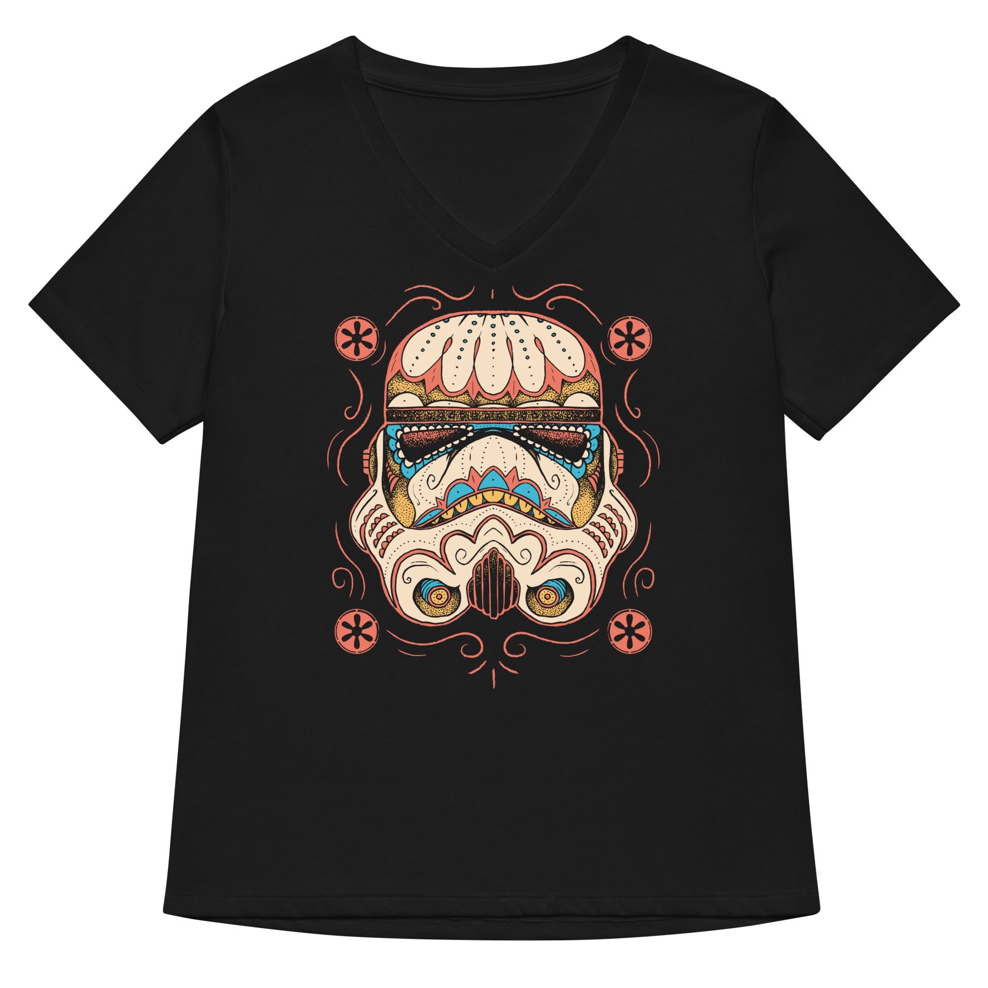 Sugar Skull Trooper Women S V Neck Tee V Neck T Shirt Clean Design