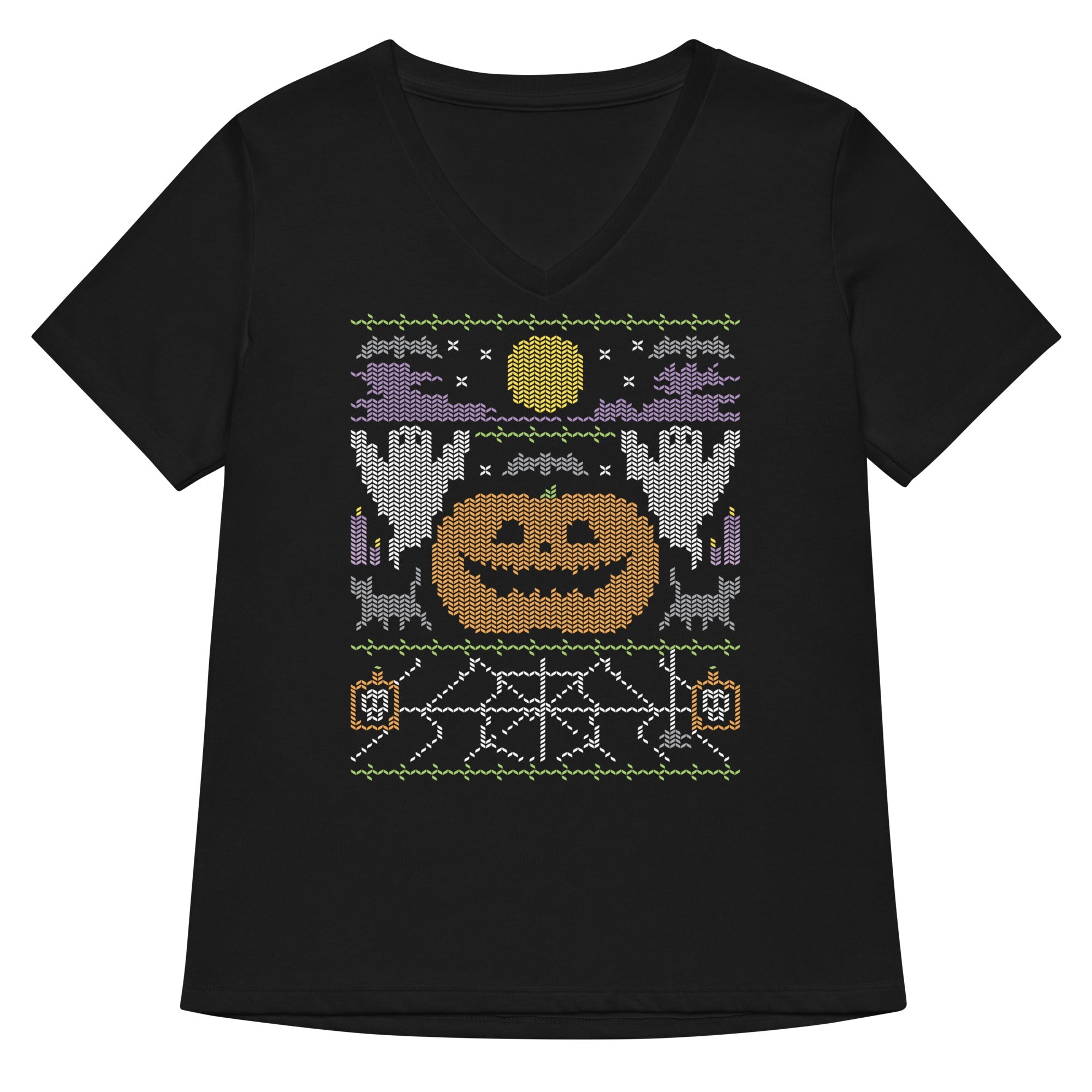 Ugly Halloween Sweater Women S V Neck Tee Minimal Style